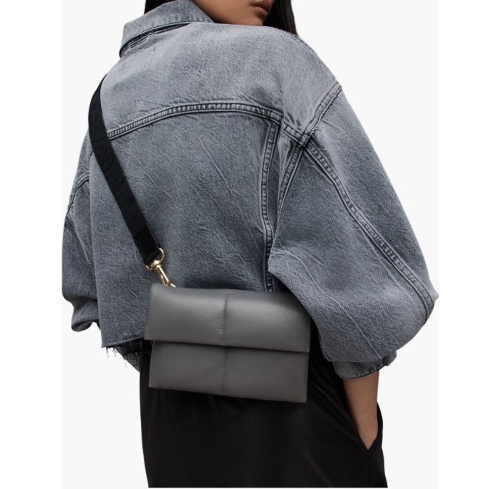 All Saints Ezra Logo Strap Leather Crossbody Bag - Picture 3 of 11